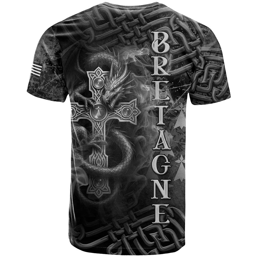 Brittany Celtic Cross T-Shirt Fantasy Celtic Dragon Graphic Tee
