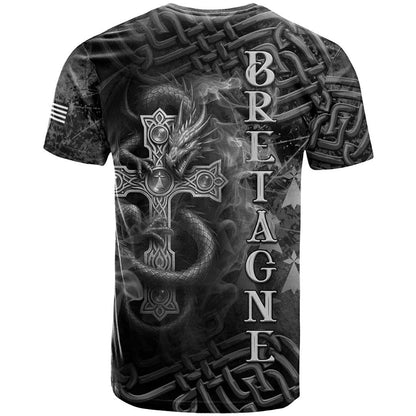 Brittany Celtic Cross T-Shirt Fantasy Celtic Dragon Graphic Tee