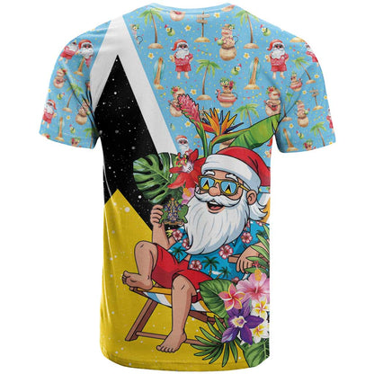 Saint Lucia Christmas T-Shirt Tropical Santa Claus Graphic Tee