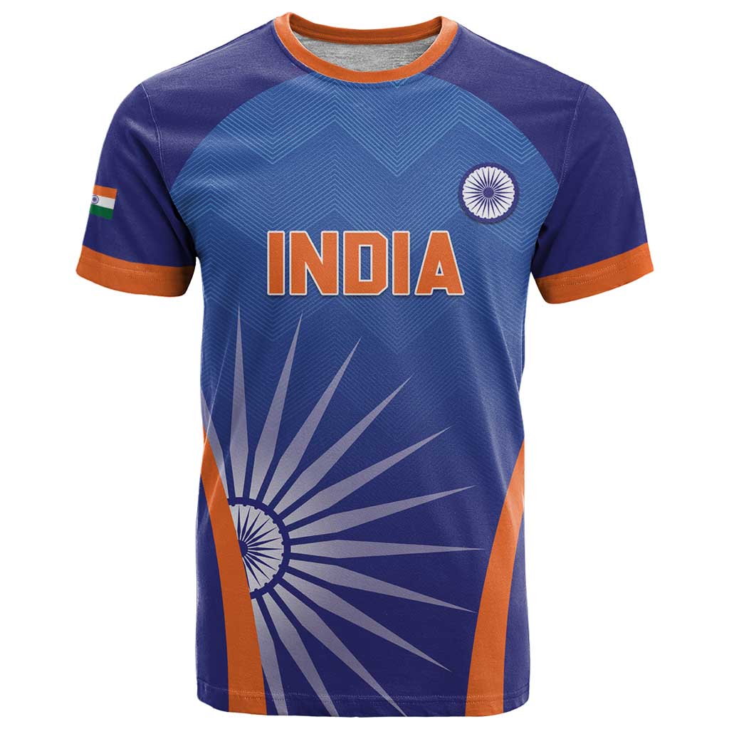Custom India Cricket T-Shirt Go Champions Men In Blue Graphic Tee