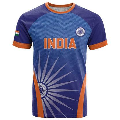 Custom India Cricket T-Shirt Go Champions Men In Blue Graphic Tee