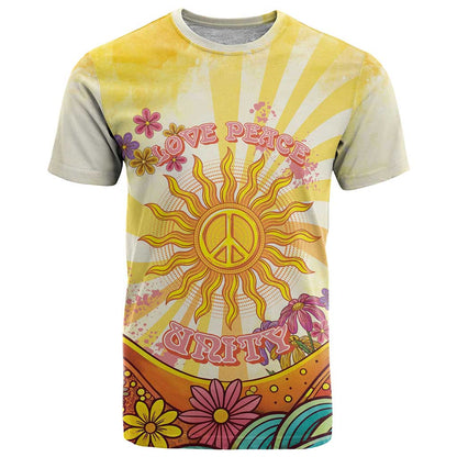 Love Peace Unity T-Shirt Hippie Soul Sunflower Graphic Tee