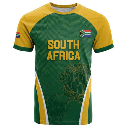 Custom South Africa Cricket T-Shirt Go Champions Protea Pattern Graphic Tee