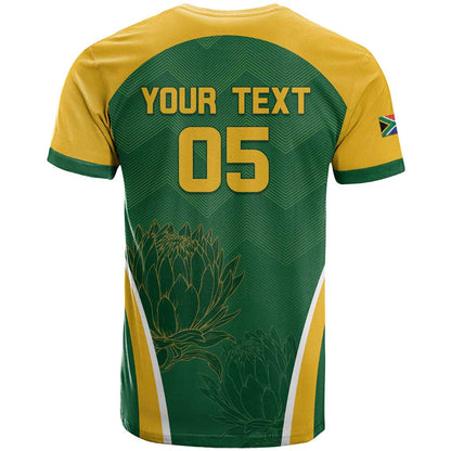 Custom South Africa Cricket T-Shirt Go Champions Protea Pattern Graphic Tee