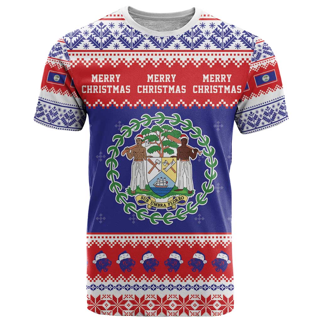 Belize Christmas T-Shirt Coat Of Arms Merry Xmas Graphic Tee
