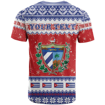 Personalized Cuba Christmas T-Shirt Coat Of Arms Xmas Vibe Graphic Tee