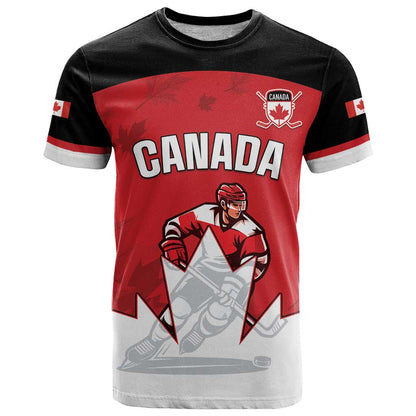Custom Canada Hockey T-Shirt Maple Leaves Sporty Style Graphic Tee