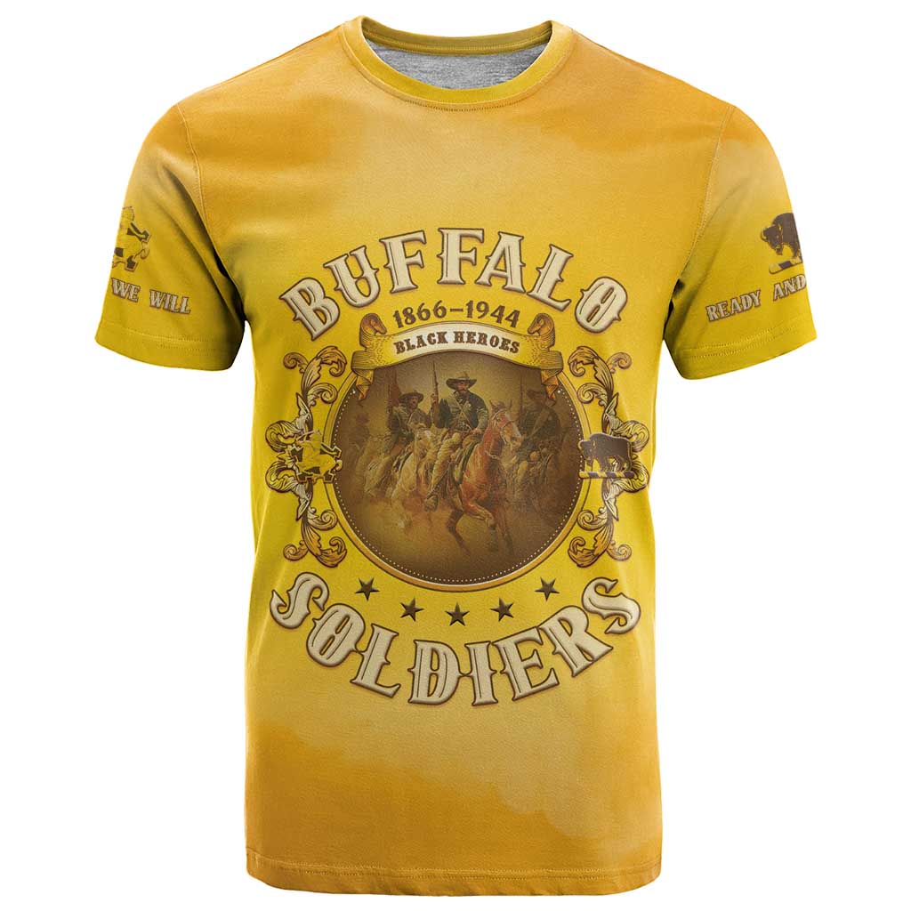 Honor Buffalo Soldiers T-Shirt African American Cavalry Yellow Version Graphic Tee