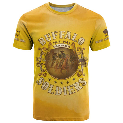 Honor Buffalo Soldiers T-Shirt African American Cavalry Yellow Version Graphic Tee