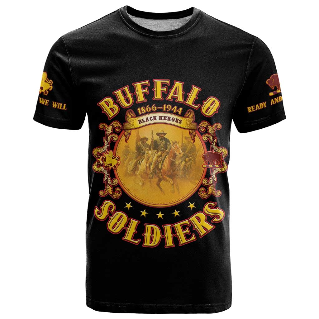 Honor Buffalo Soldiers T-Shirt African American Cavalry Black Version Graphic Tee