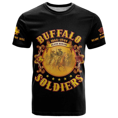 Honor Buffalo Soldiers T-Shirt African American Cavalry Black Version Graphic Tee