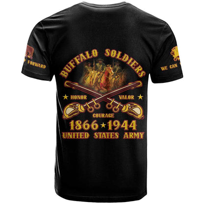 Honor Buffalo Soldiers T-Shirt African American Cavalry Black Version Graphic Tee
