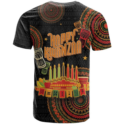 Kwanzaa Kinara Candles T-Shirt African Tribal Pattern Graphic Tee