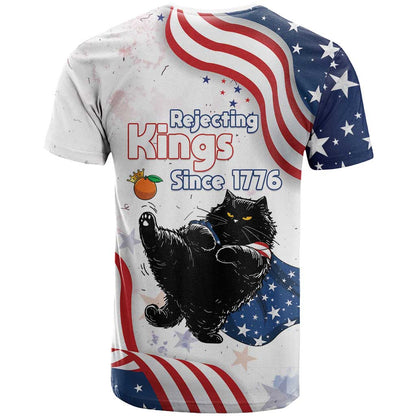 Funny Cat No Kings T-Shirt Rejecting Kings Since 1776 Graphic Tee