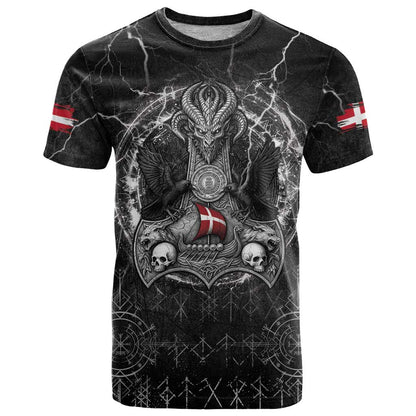 Personalized Denmark Viking T-Shirt Odin's Raven Legacy Graphic Tee
