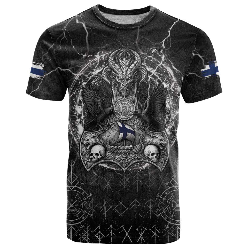 Personalized Finland Viking T-Shirt Odin's Raven Legacy Graphic Tee