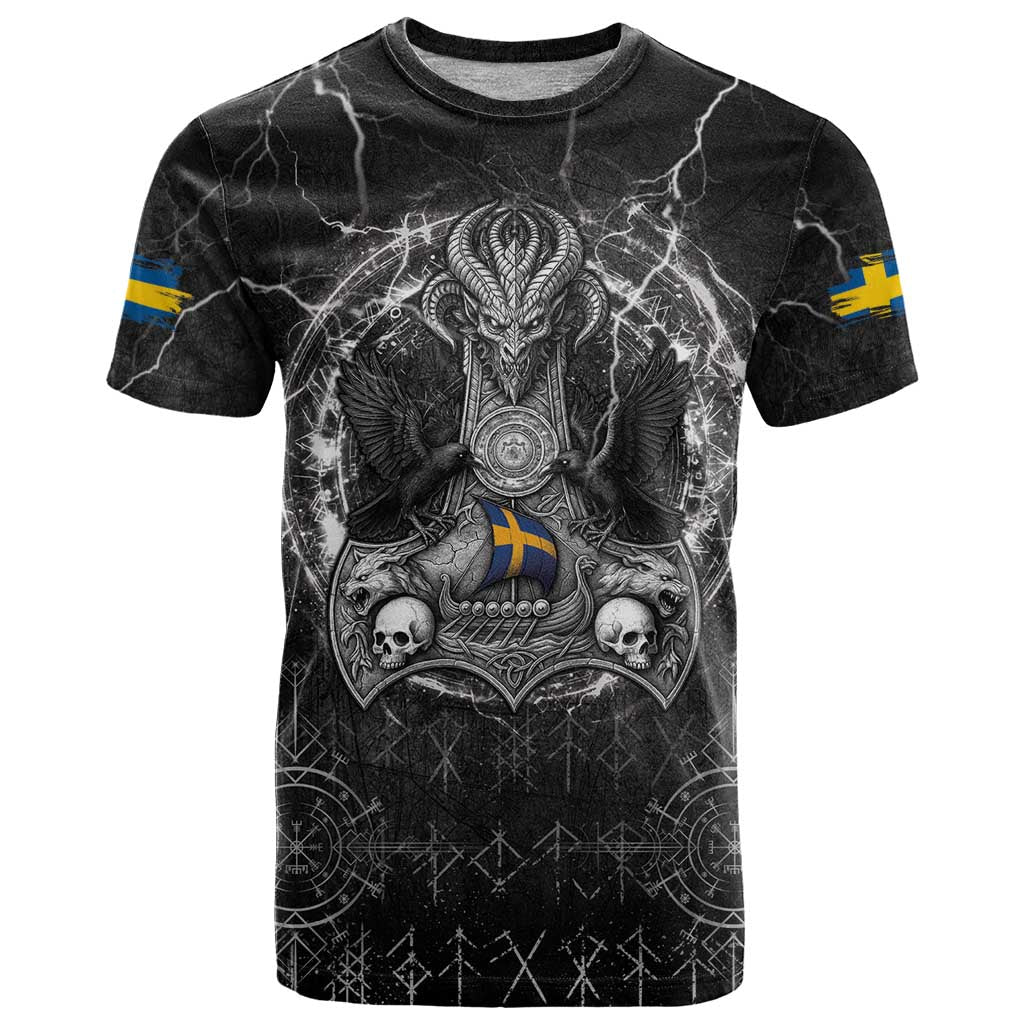 Personalized Sweden Viking T-Shirt Odin's Raven Legacy Graphic Tee