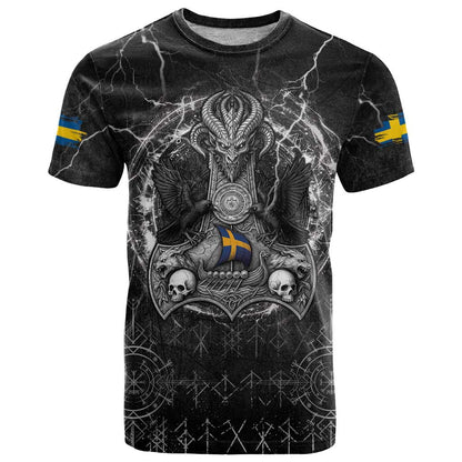 Personalized Sweden Viking T-Shirt Odin's Raven Legacy Graphic Tee