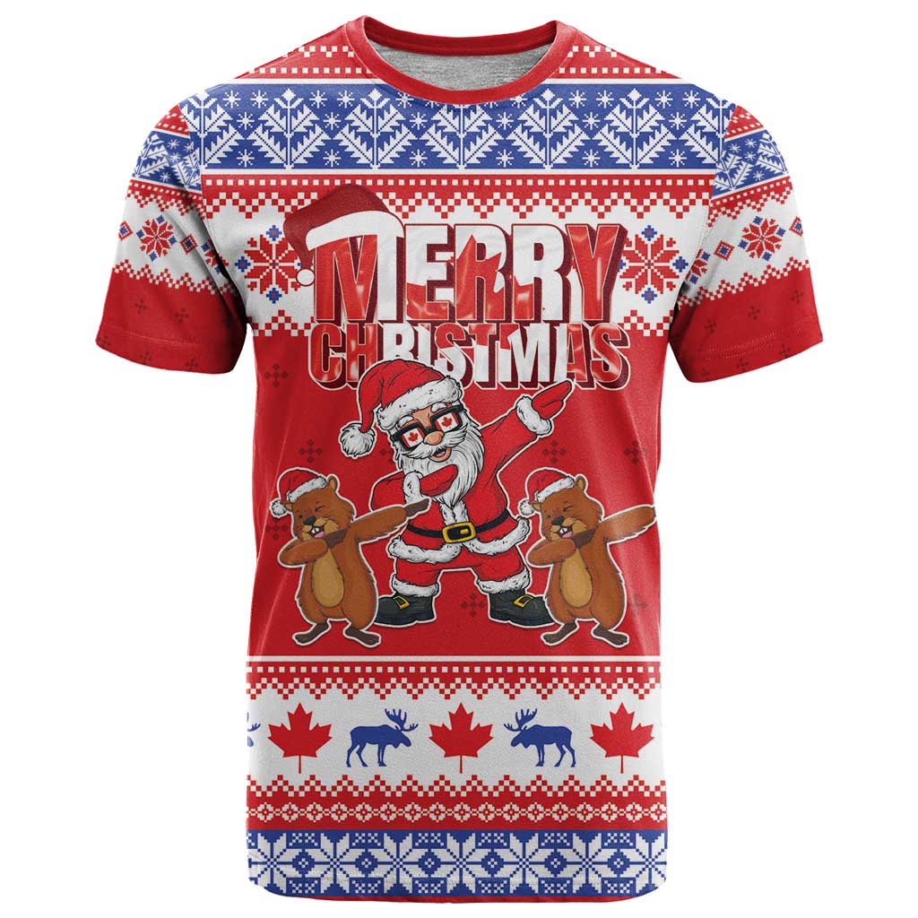Canada Christmas T-Shirt Dabbing Santa Groundhog Funny Style Graphic Tee