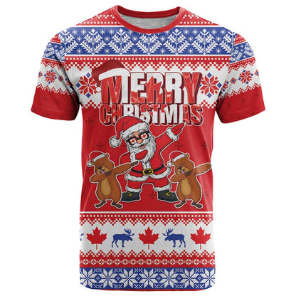 Canada Christmas T-Shirt Dabbing Santa Groundhog Funny Style Graphic Tee