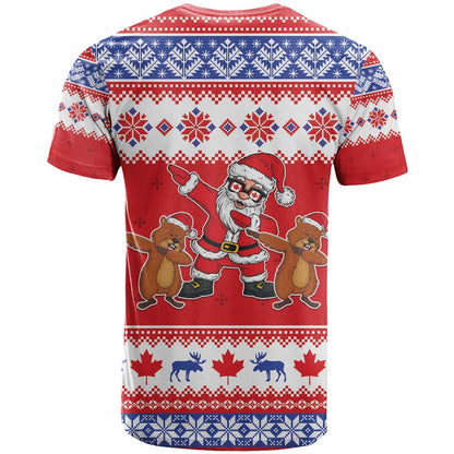 Canada Christmas T-Shirt Dabbing Santa Groundhog Funny Style Graphic Tee
