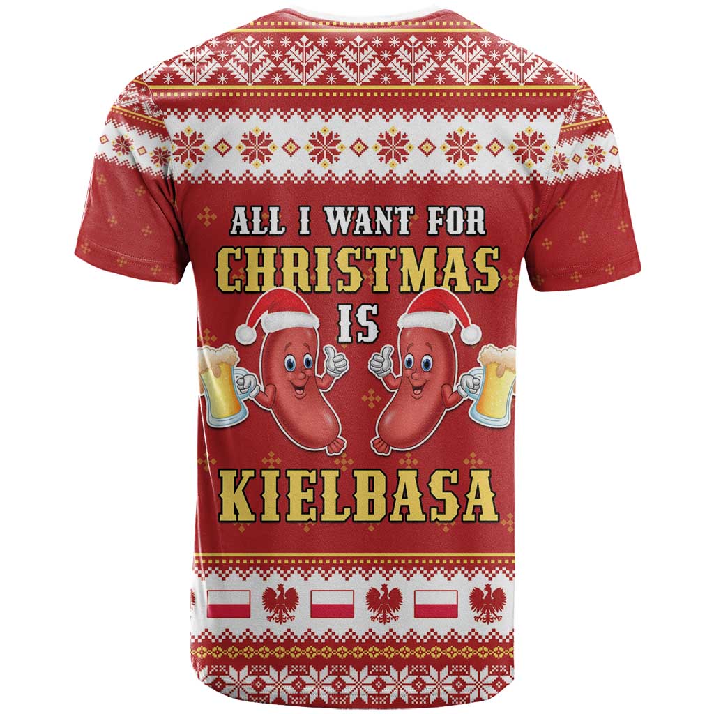 Poland Christmas T-Shirt All I Want For Xmas Is Kielbasa Graphic Tee