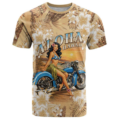 Aloha Hawaii Biker T-Shirt Ride To Paradise Graphic Tee