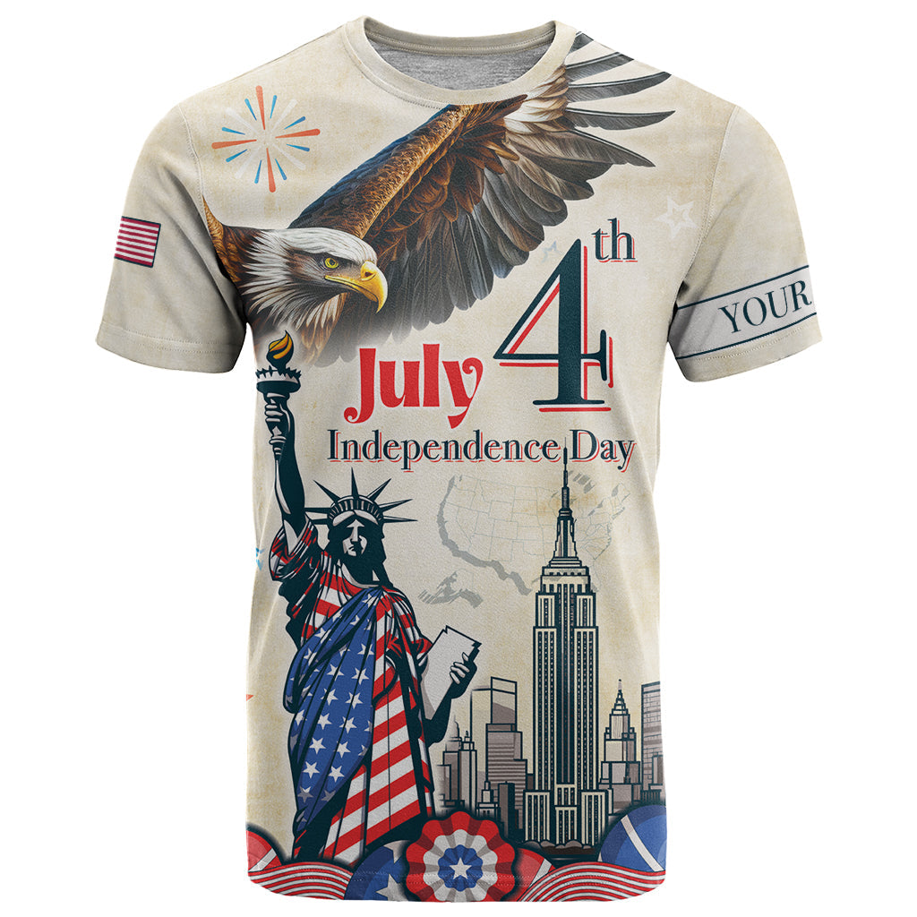 Personalised United States Independence Day T-Shirt Freedom 4th Of July Beige Version Graphic Tee