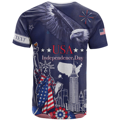 Personalised United States Independence Day T-Shirt Freedom 4th Of July Navy Version Graphic Tee