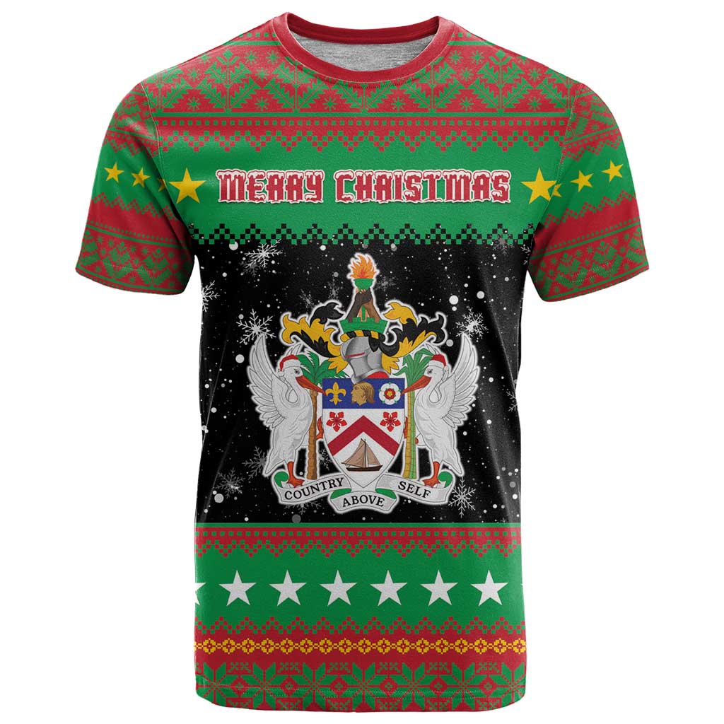 Saint Kitts And Nevis Christmas T-Shirt Coat Of Arms Xmas Vibe Graphic Tee