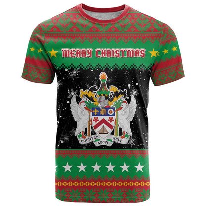 Saint Kitts And Nevis Christmas T-Shirt Coat Of Arms Xmas Vibe Graphic Tee