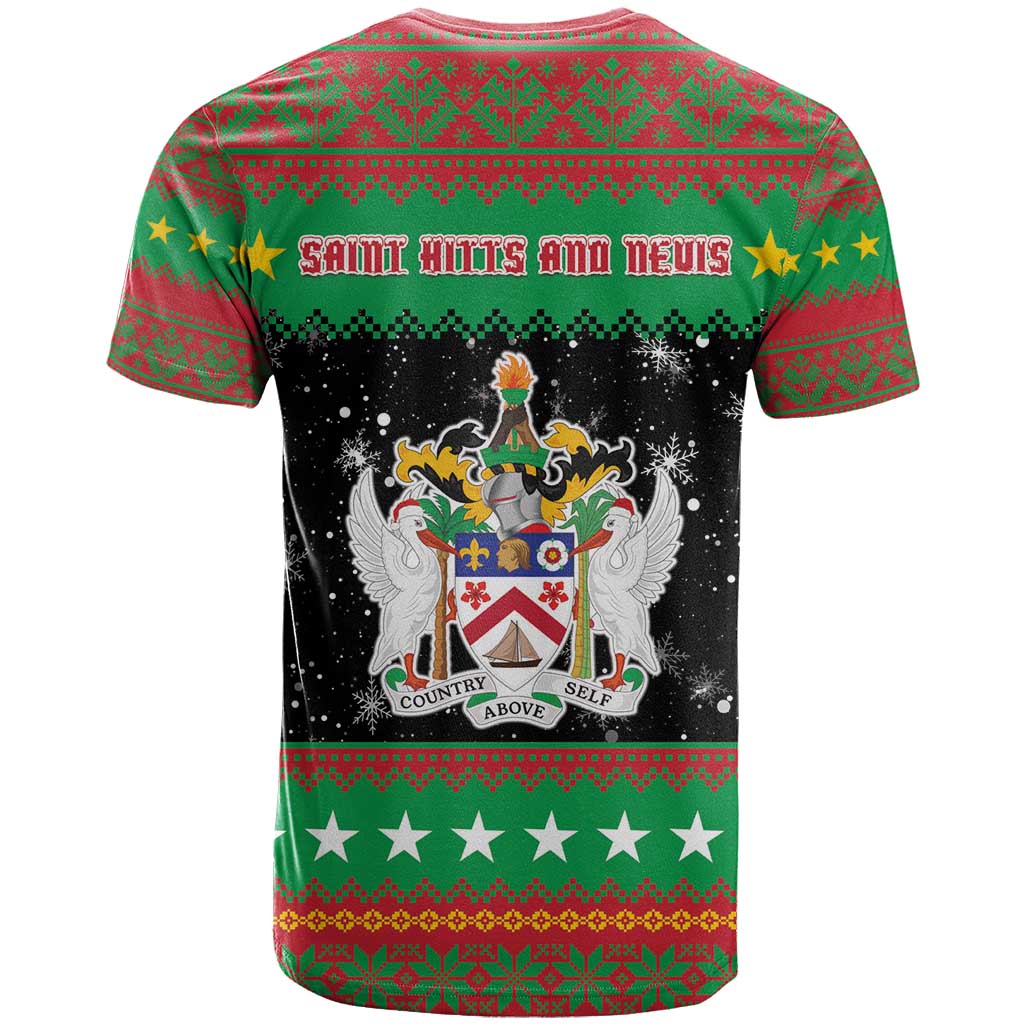 Saint Kitts And Nevis Christmas T-Shirt Coat Of Arms Xmas Vibe Graphic Tee