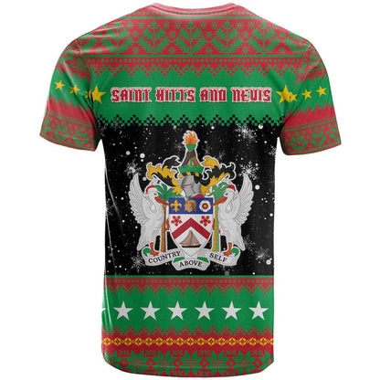 Saint Kitts And Nevis Christmas T-Shirt Coat Of Arms Xmas Vibe Graphic Tee