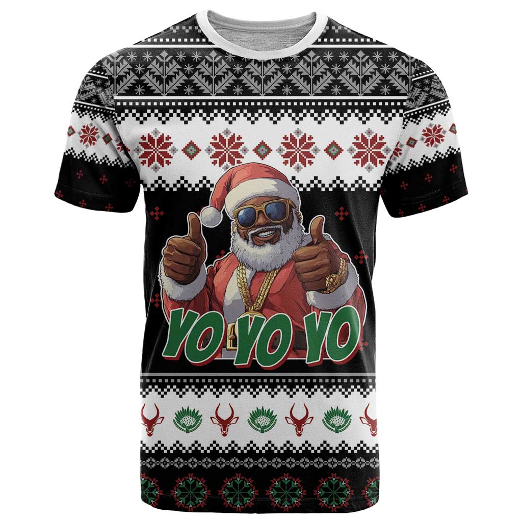 South Africa Christmas T-Shirt Hip Hop Santa Claus Graphic Tee