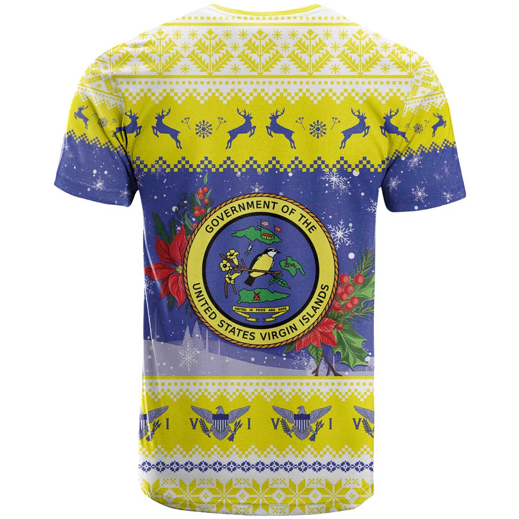United States Virgin Islands Christmas T-Shirt Coat Of Arms With Poinsettia Graphic Tee