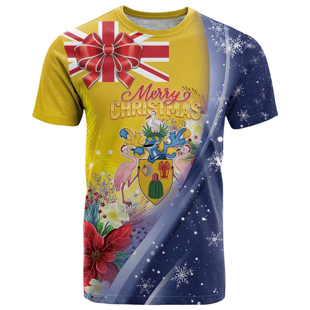 Turks And Caicos Islands Christmas T-Shirt Coquette Bow With Coat Of Arms Graphic Tee