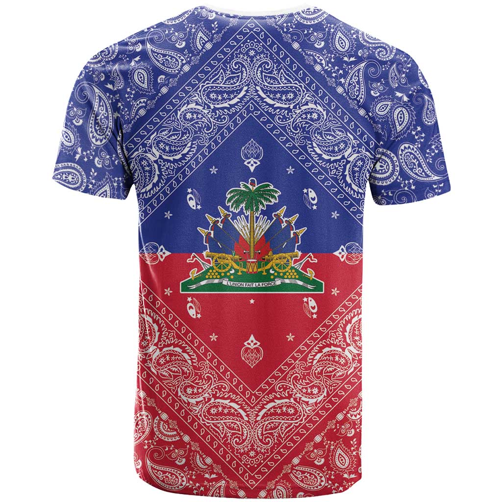 Haiti Paisley T-Shirt Haitian Flag Bandana Style Graphic Tee