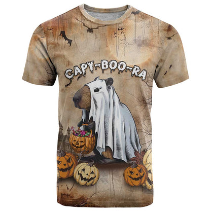 Halloween Capy Boo Ra T-Shirt Spooky Bara Season Graphic Tee