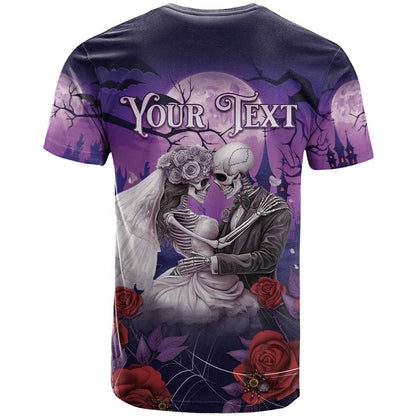 Personalised Halloween Skeleton Couple T-Shirt Til Death Do Us Part Graphic Tee