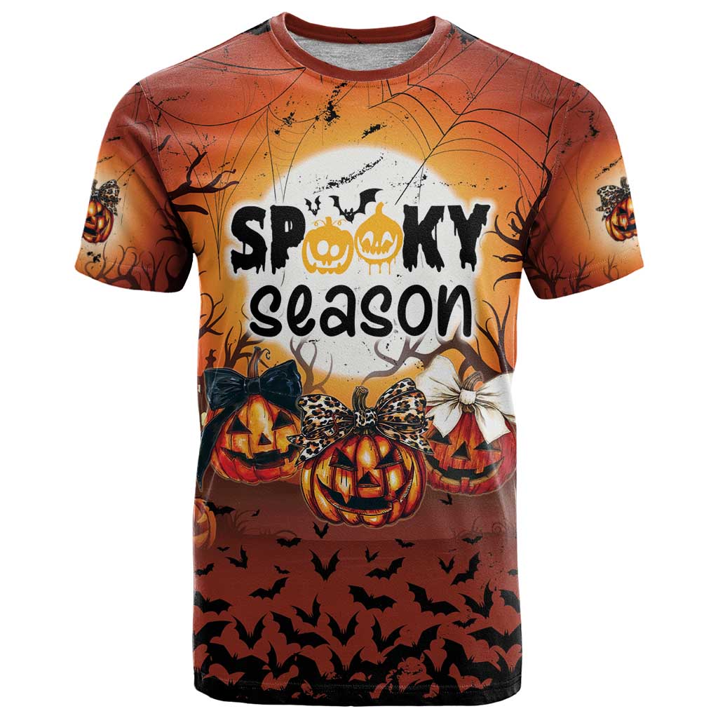 Coquette Pumpkin Halloween T-Shirt It's Spooky Season Graphic Tee
