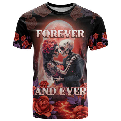 Personalised Day of Dead Couple Sugar Skull T-Shirt Forever and Ever! Graphic Tee