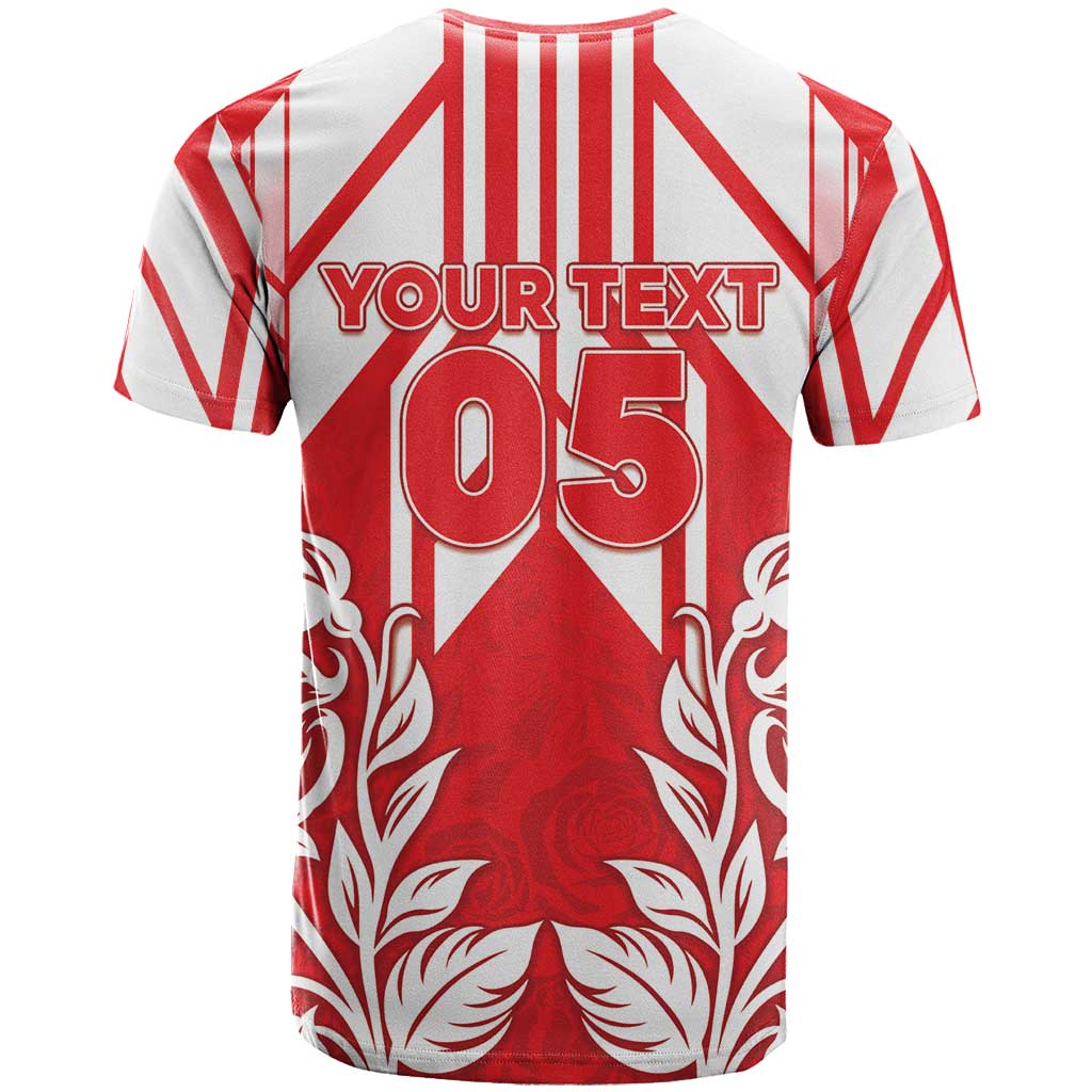 England Red Rose Rugby Custom T-Shirt Sporty Style Graphic Tee