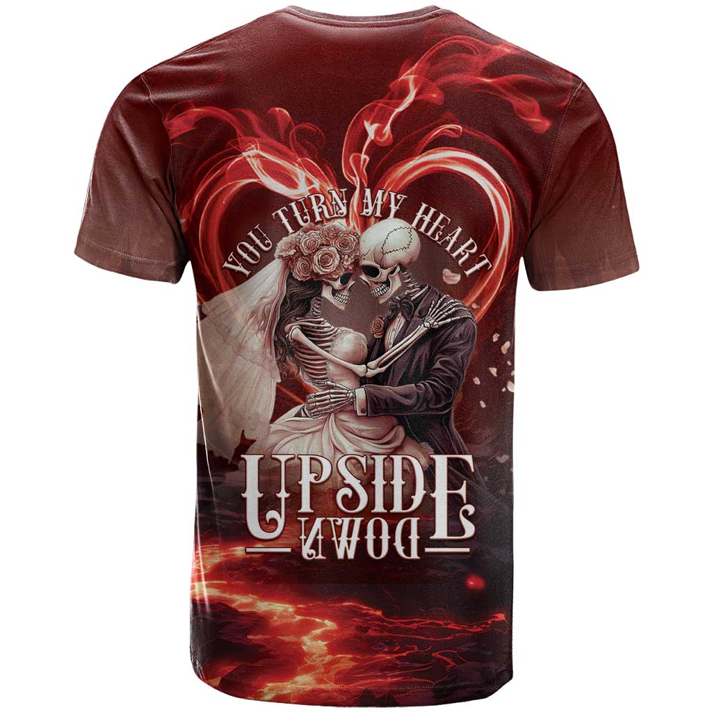Skull Valentines Day T-Shirt I Love You To The Upside Down And Back Graphic Tee