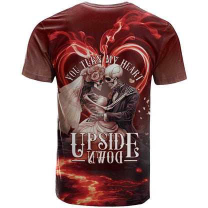 Skull Valentines Day T-Shirt I Love You To The Upside Down And Back Graphic Tee