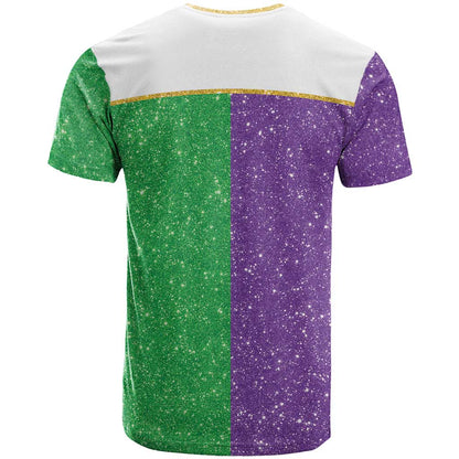 Mardi Gras Crown T-Shirt Western Yoke Glitter Style Graphic Tee