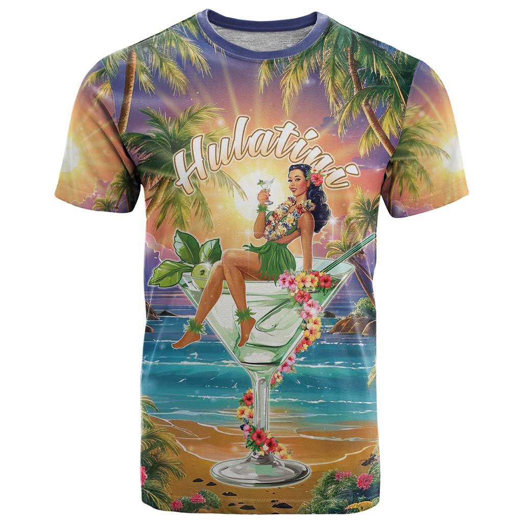 Aloha Hawaii T-Shirt Hula Martini Tropical Vibes Graphic Tee