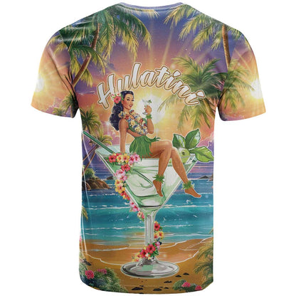 Aloha Hawaii T-Shirt Hula Martini Tropical Vibes Graphic Tee