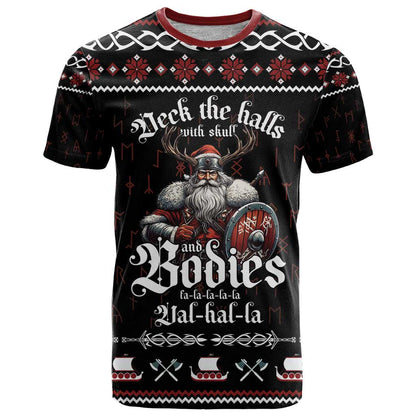 Funny Vikings Christmas T-Shirt Falalalala Valhalla Graphic Tee