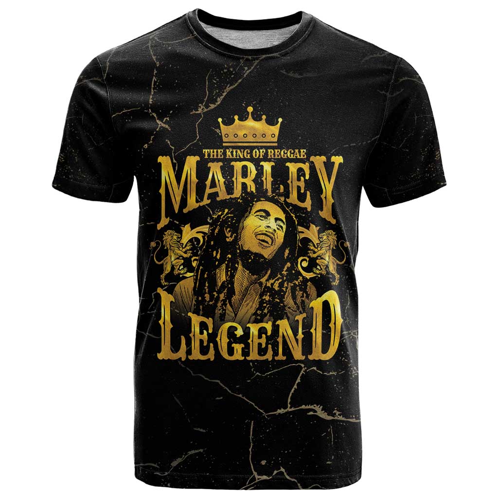 Reggae King Marley T-Shirt Gold Lion Graphic Tee