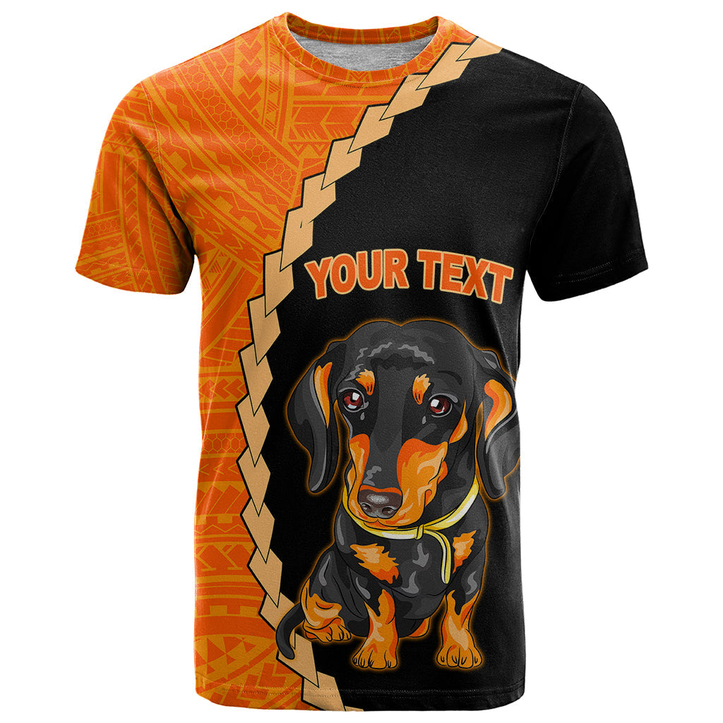 Custom Dachshund Dog T-Shirt With Polynesian Tribal Tattoo Graphic Tee